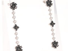 2.99 Carat Black Diamond White Diamond 14 Karat White Gold Dangle Earrings