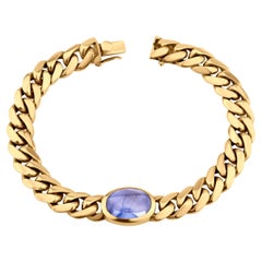29.9 Carat Blue Sapphire Bvlgari Chain Bracelet in 18k Yellow Gold