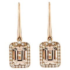 Sunita Nahata Morganite 2.99ct. Orecchino a goccia in 18KRG con diamante bianco.