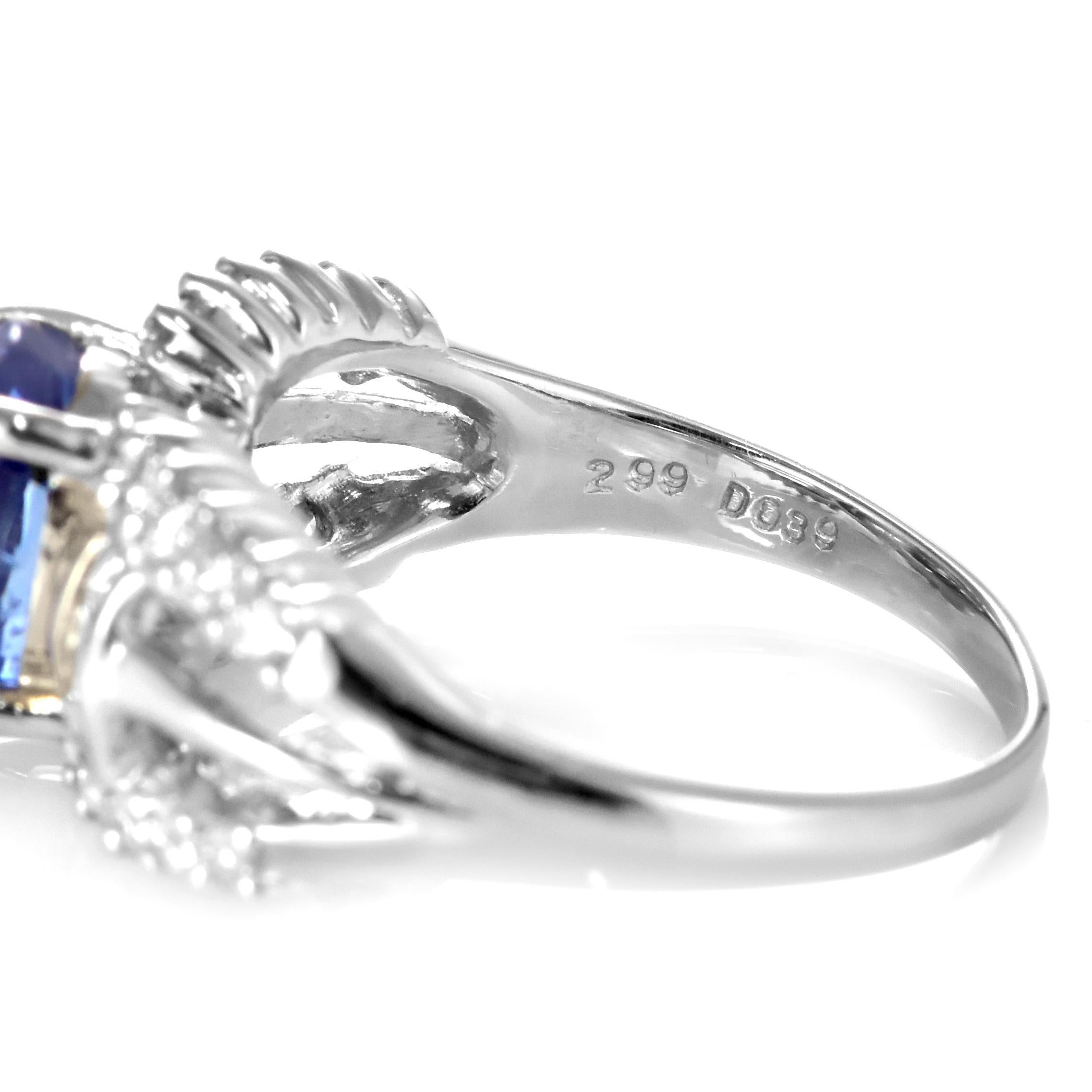 Bague en platine avec saphir bleu naturel de 2,99 carats et diamant en vente 7