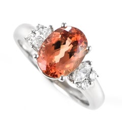 2.99 Carat Natural Imperial Topaz and Diamond Ring Set in Platinum