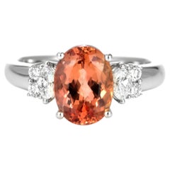 2.99 Carat Natural Imperial Topaz and Diamond Ring Set in Platinum