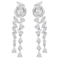 Orecchini fatti a mano con pendenti a forma di diamante naturale a pera e marquise da 2,99 carati, in oro bianco 18 carati