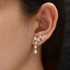 2.99 Carat Natural SI/HI Diamond Cluster Drop Earrings 18 Karat White Gold