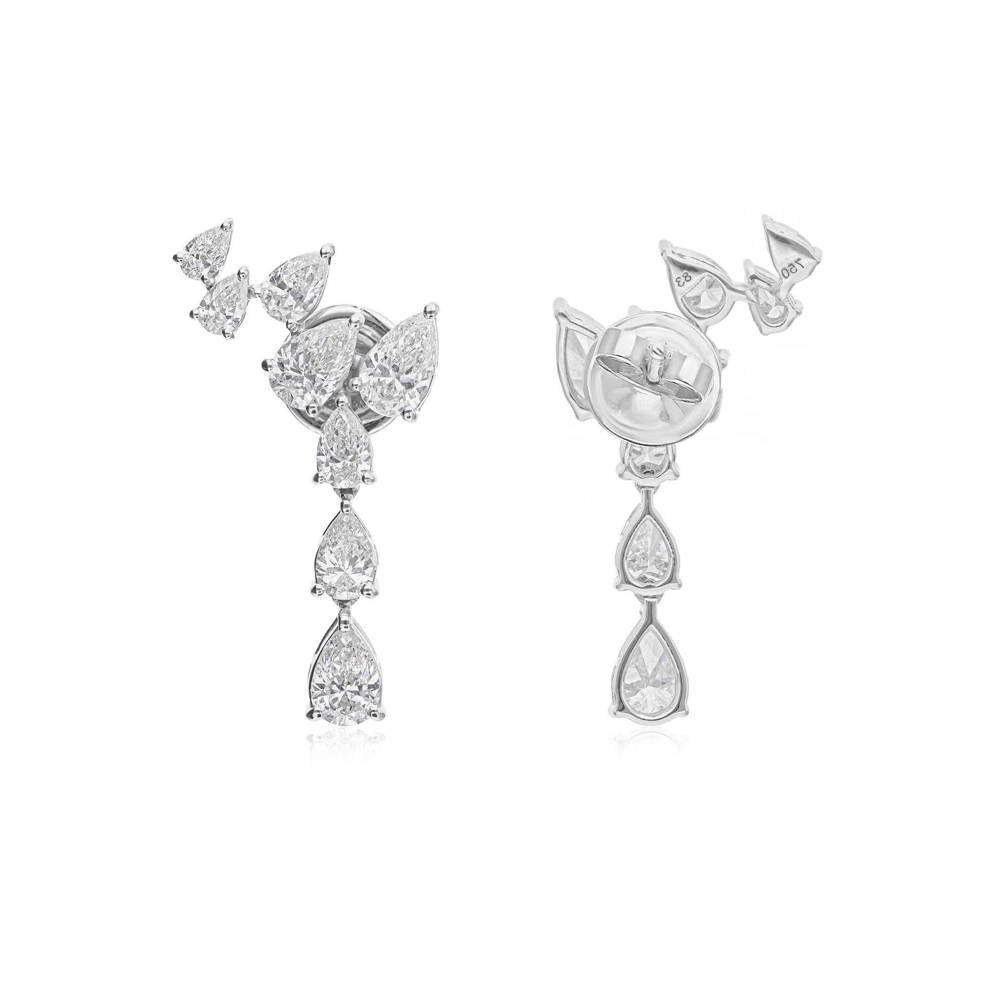 Orecchini a grappolo con diamanti naturali SI/HI da 2,99 carati in oro bianco 18 carati In condizioni Nuovo in vendita a Diera, Dubai