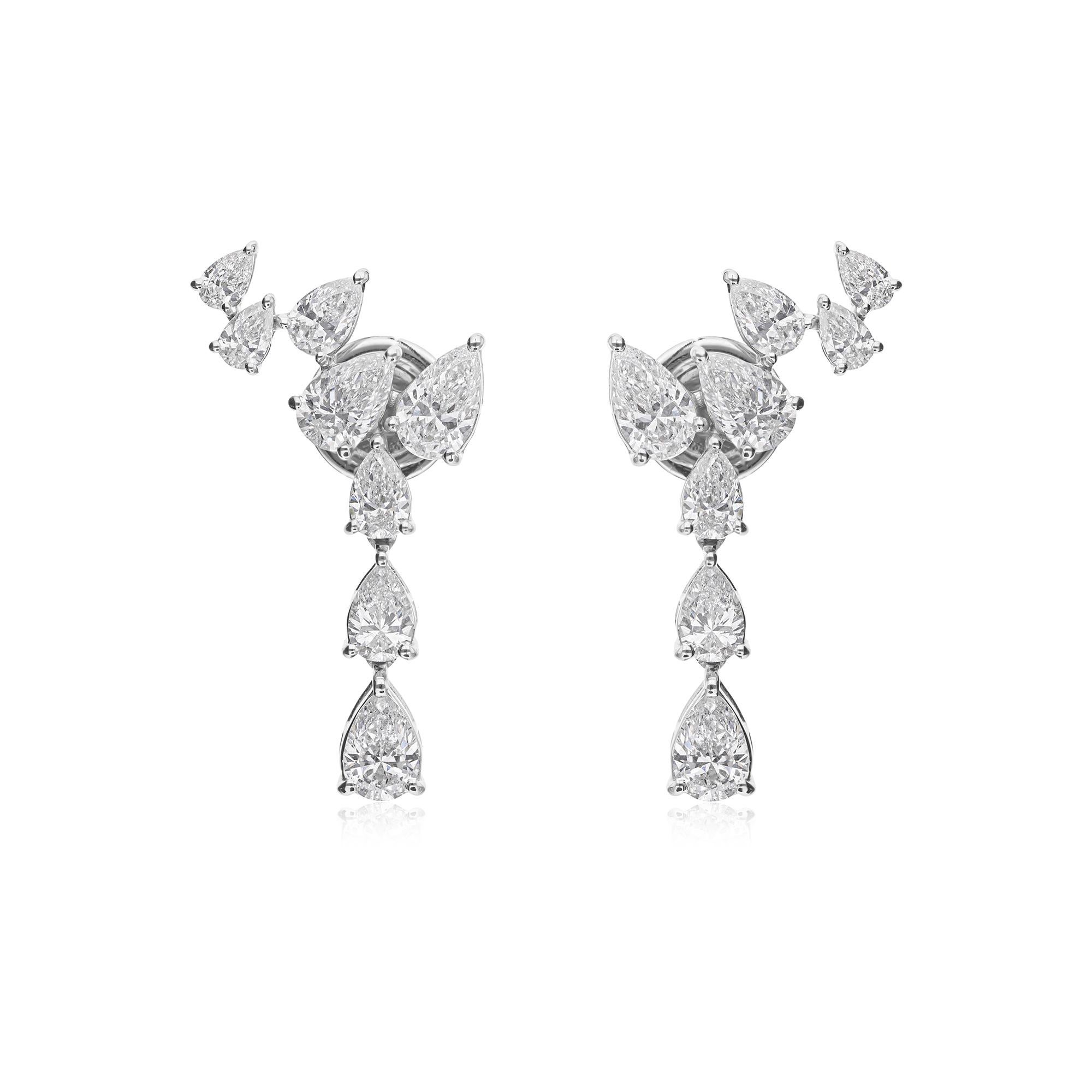 Donna Orecchini a grappolo con diamanti naturali SI/HI da 2,99 carati in oro bianco 18 carati in vendita