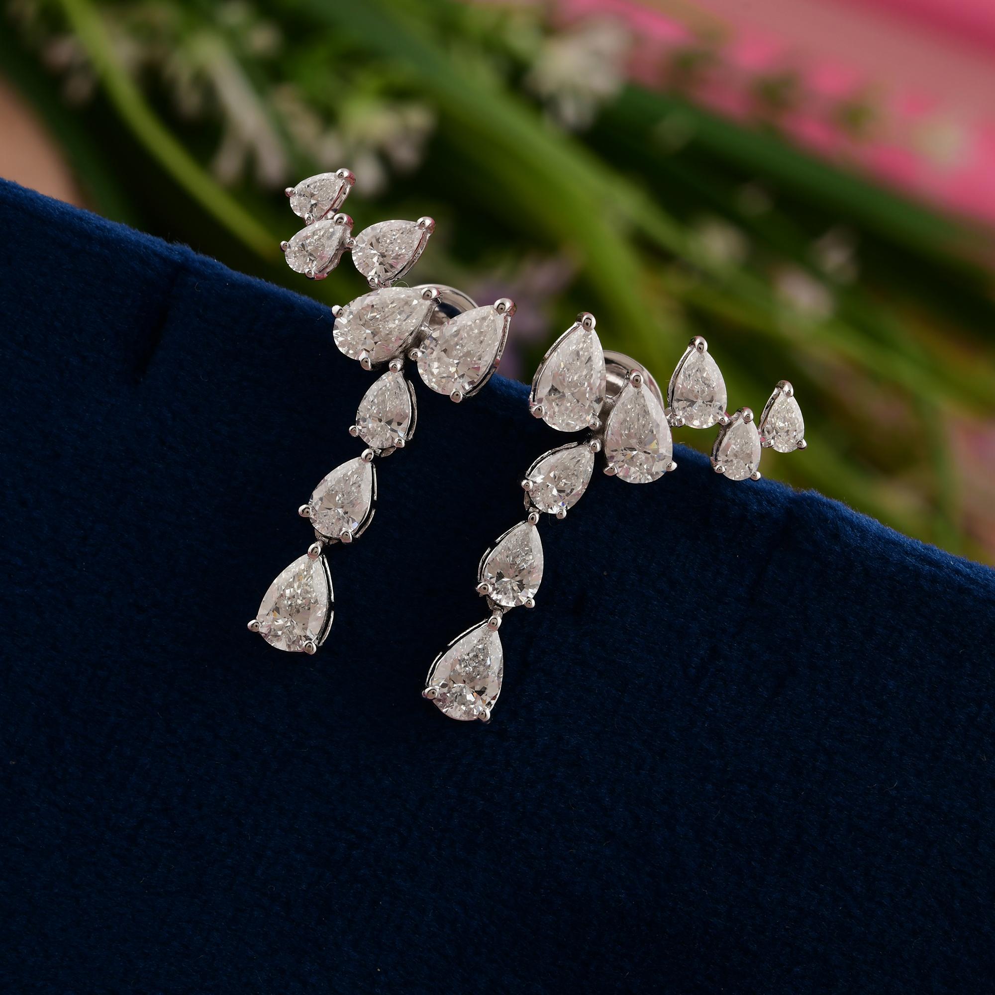 Orecchini a grappolo con diamanti naturali SI/HI da 2,99 carati in oro bianco 18 carati in vendita 1