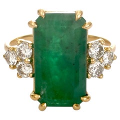 Anello con smeraldo naturale taglio ovale e diamante in oro giallo 18 carati da 2,99 carati