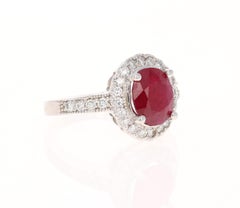 2.99 Carat Ruby Diamond 14 Karat White Gold Ring