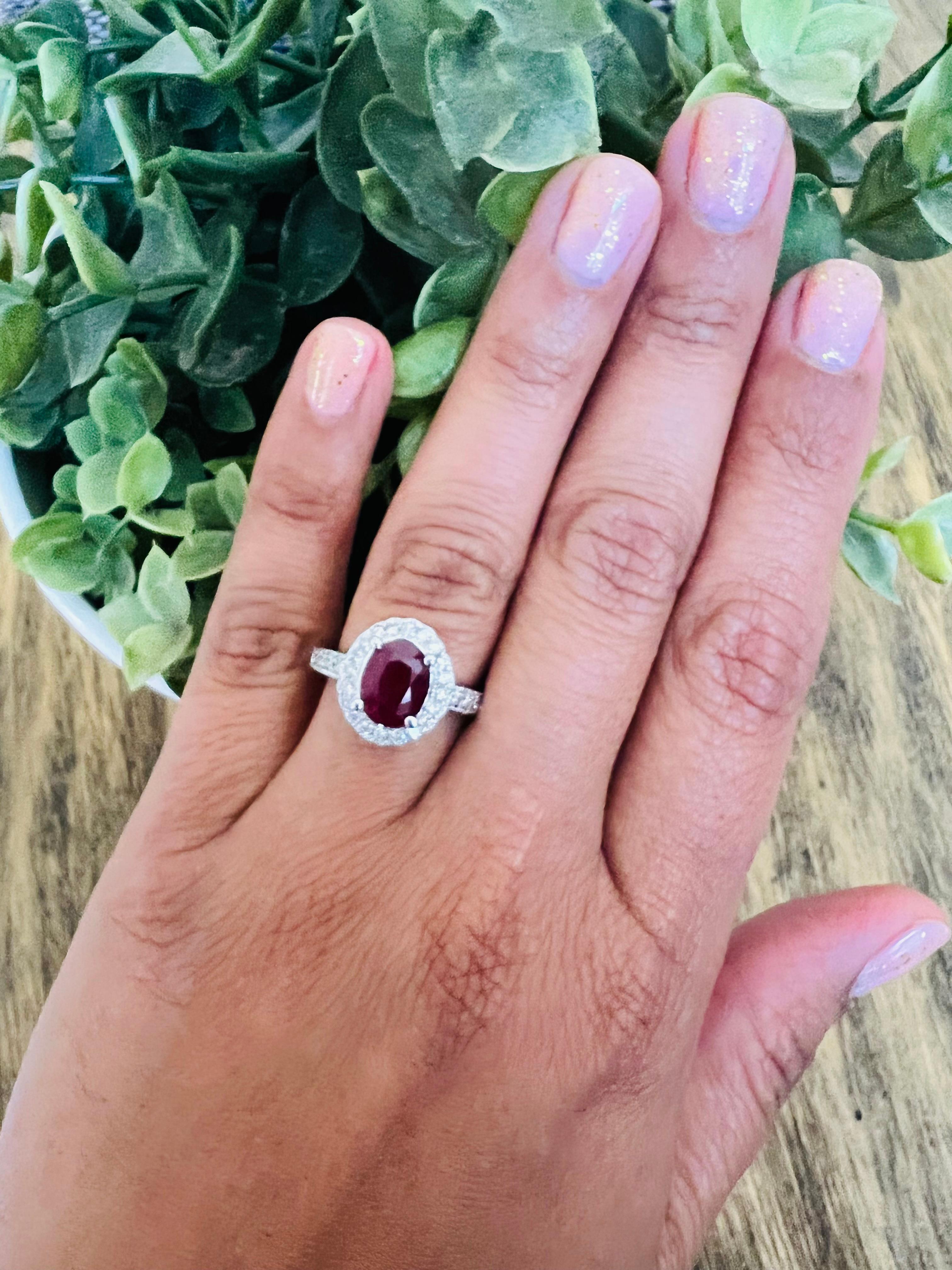 2.99 Carat Ruby Diamond 14 Karat White Gold Ring For Sale 1