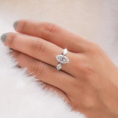 HRD Marquise Natural Diamond 2.99ct Halo Ring 18 Karat White Gold