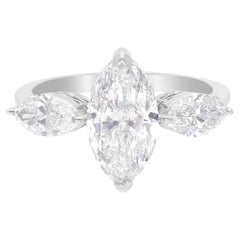 SGL-zertifizierter 2,99 Karat SI/H Marquise-Diamantring aus 18 Karat Weißgold mit Marquise-Schmuck