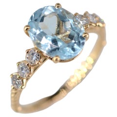 2,99 Karat Topas und Diamant 18k Gelbgold Handmade Cocktail Ring