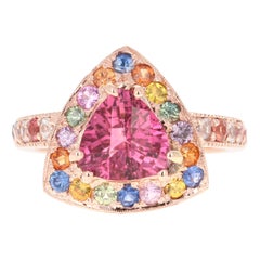 2.99 Carat Tourmaline Sapphire 14 Karat Rose Gold Cocktail Ring