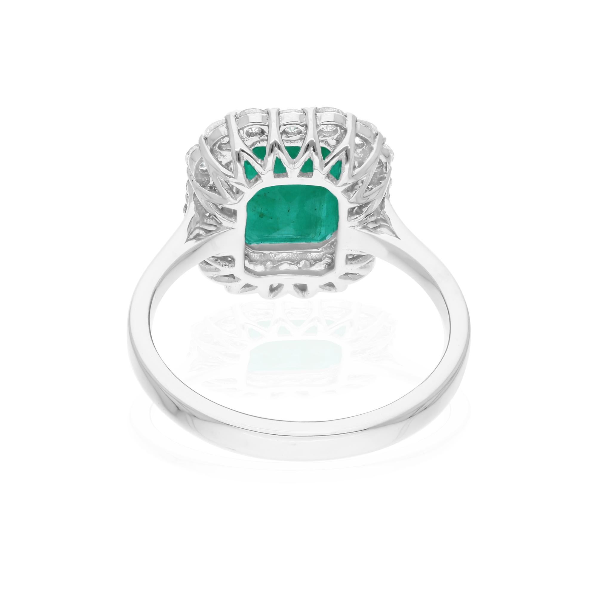 2,99 Karat sambischer Smaragd Cocktail-Ring 0,77 Karat SI/H Diamant 14k Weißgold im Angebot 1