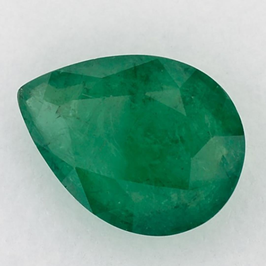 Pear Cut 2.99 Ct Emerald Pear Loose Gemstone For Sale