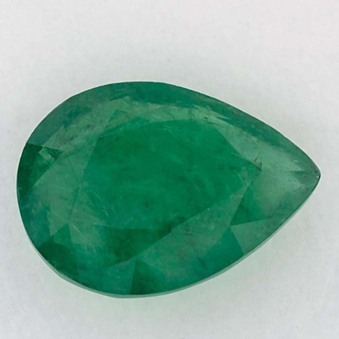 2.99 Ct Emerald Pear Loose Gemstone In New Condition For Sale In Fort Lee, NJ