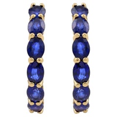 2,99 Ct. T.W. Blaue blaue Saphir-Ohrringe aus 14K Gelbgold
