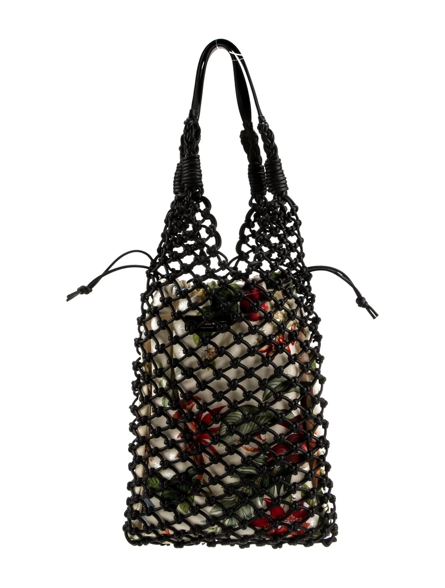 $2990 New 2024 Oscar De La Renta Large Braided Leather and Canvas Tote Bag For Sale 6