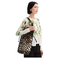 $2990 New 2024 Oscar De La Renta Large Braided Leather and Canvas Tote Bag