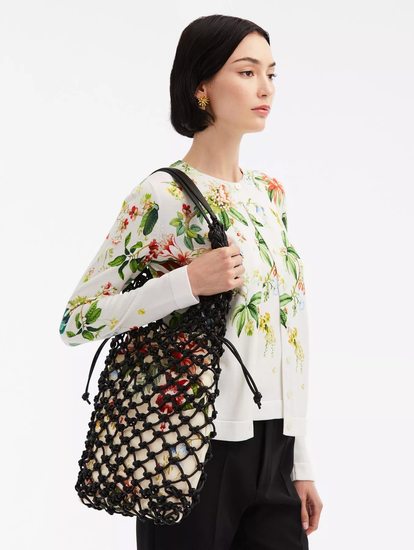 $2990 New 2024 Oscar De La Renta Large Braided Leather and Canvas Tote Bag For Sale 4