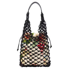 $2990 New 2024 Oscar De La Renta Large Braided Leather and Canvas Tote Bag