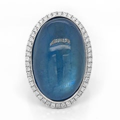 Ring aus Weißgold mit 29.92 Karat Aquamarin und weißem Diamant