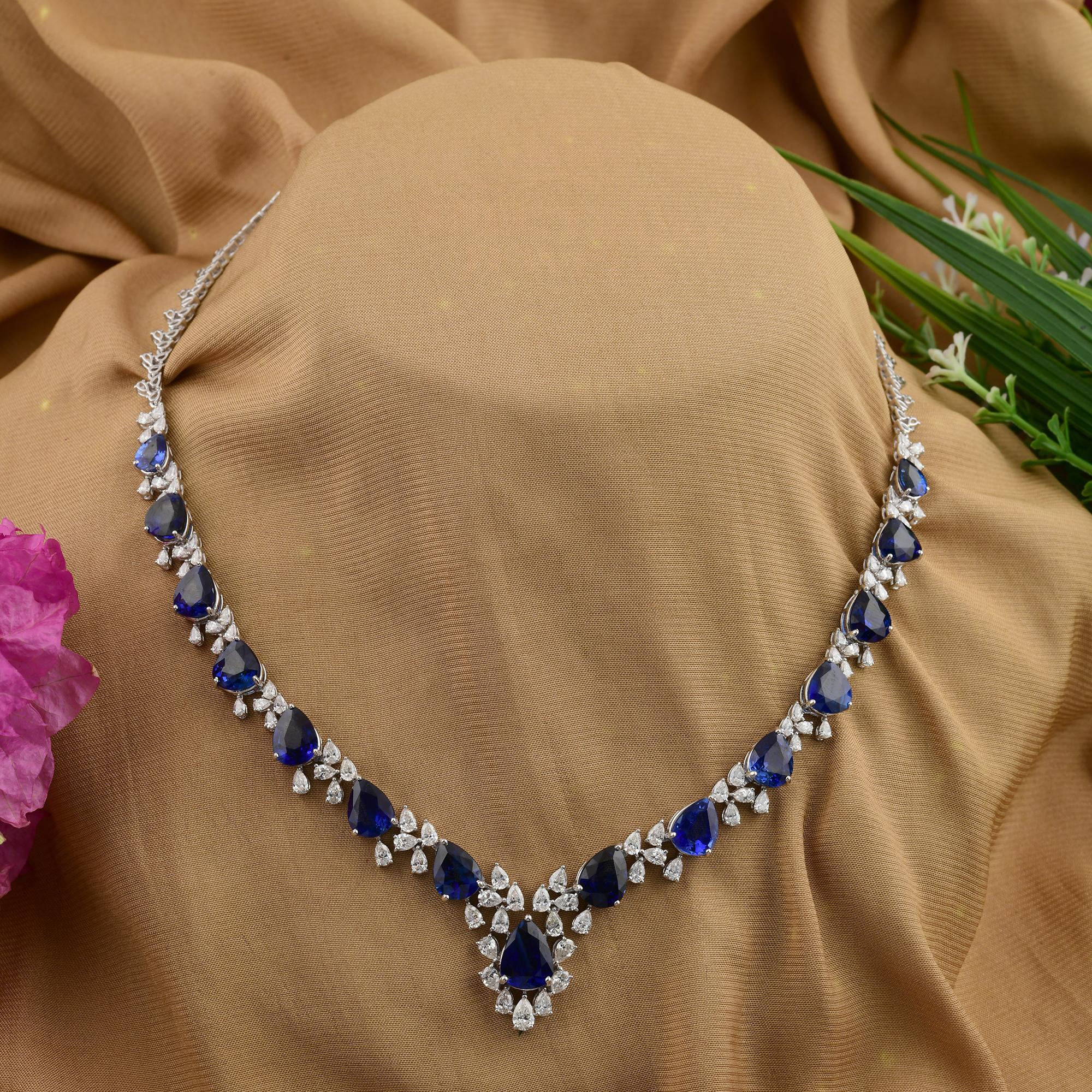29,94 qt Zafiro Azul 5,05 qt SI/HI Diamante Collar de Boda de Oro Blanco de 18k en Nuevo estado para la venta en Diera, Dubai