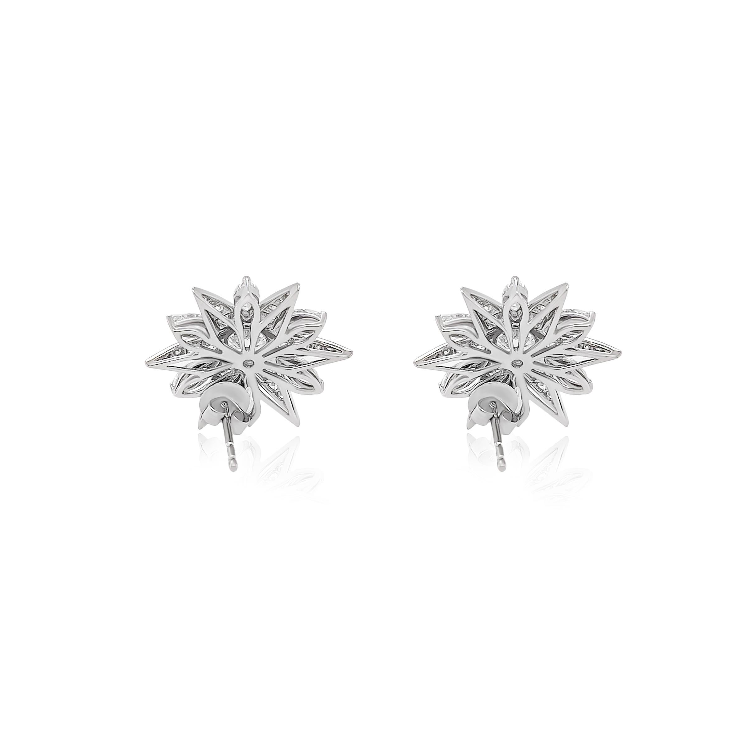 These exquisite 18k white gold diamond earrings are a true testament to elegance and sophistication. The diamonds in these earrings have been carefully hand selected for G VVS1 ensuring the ultimate sparkle. These stunning earrings feature a