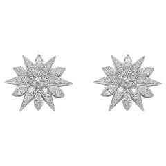 2.995 Carats Diamond Cluster Earrings in 18k White Gold 