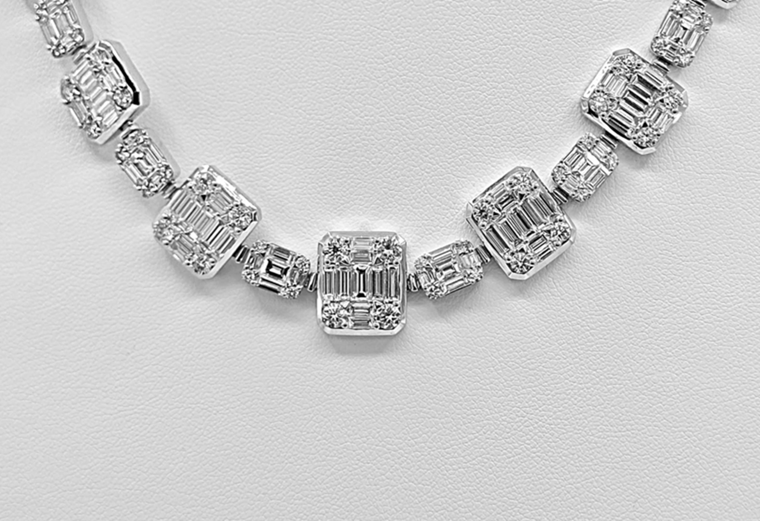 Women's or Men's 29.99 Carat Diamond White Gold Necklace For Sale