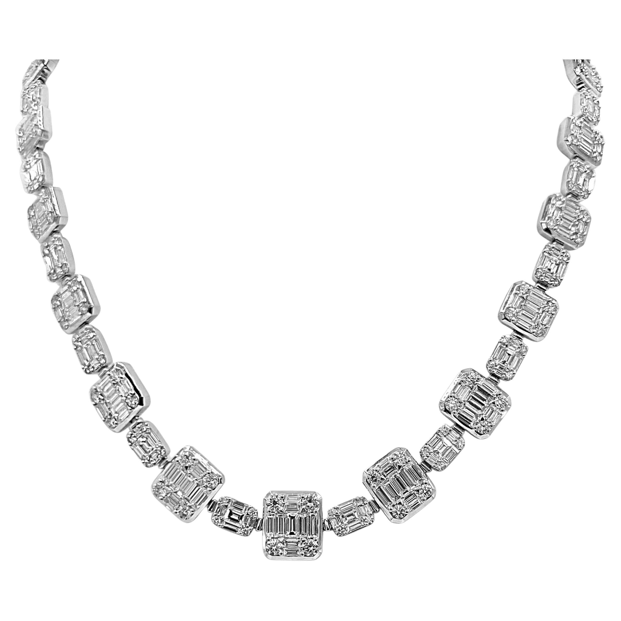29.99 Carat Diamond White Gold Necklace For Sale