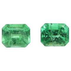 2.99ct Octagonal/Emerald Cut Green Two (2) Emeralds GIA Certified Colombia (F2) 