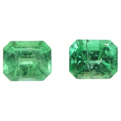 2,99 ct Dos (2) esmeraldas verdes de talla octogonal certificadas por el GIA Colombia (F2)