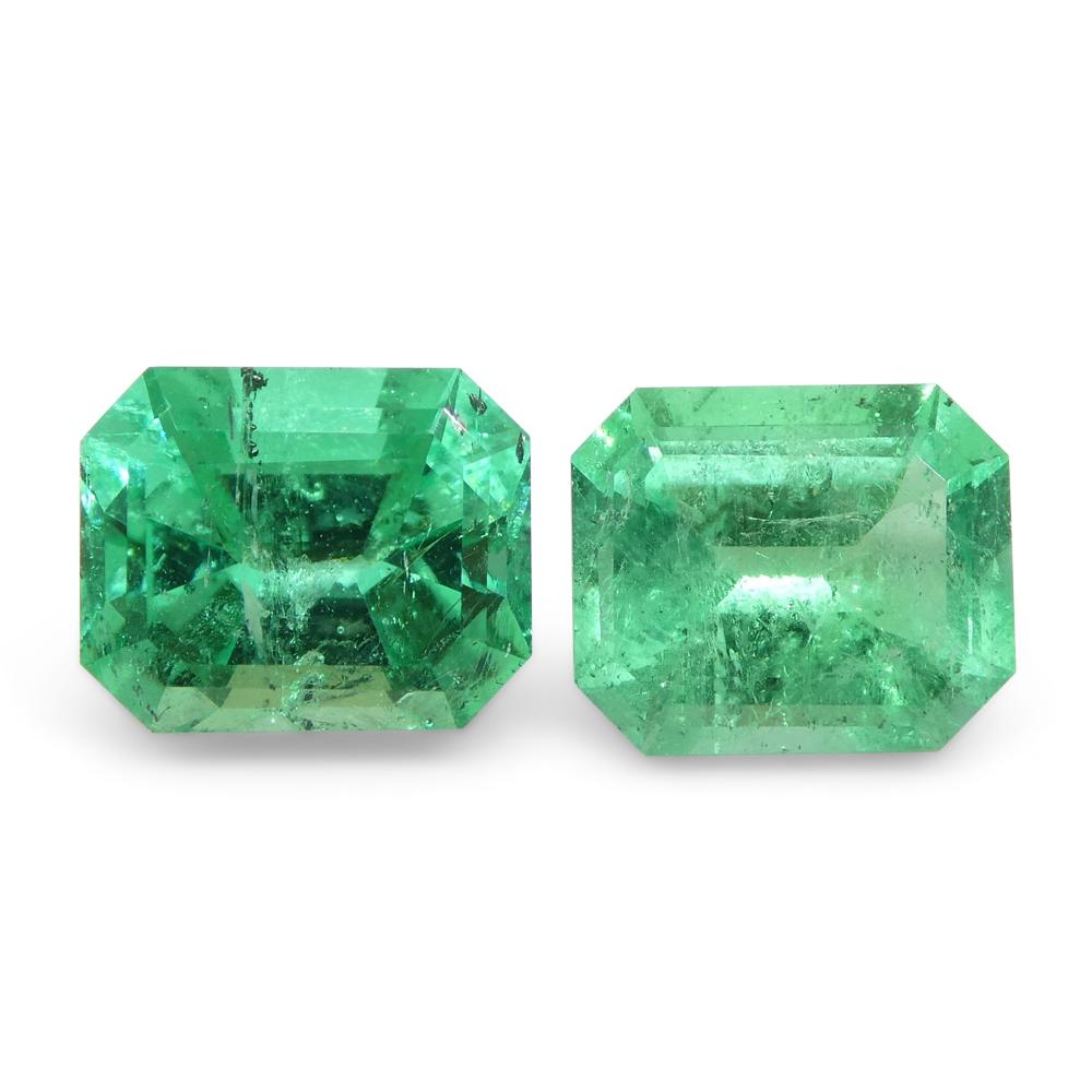 Women's or Men's 2.99ct Pair Emerald Cut Green Emerald from Colombia