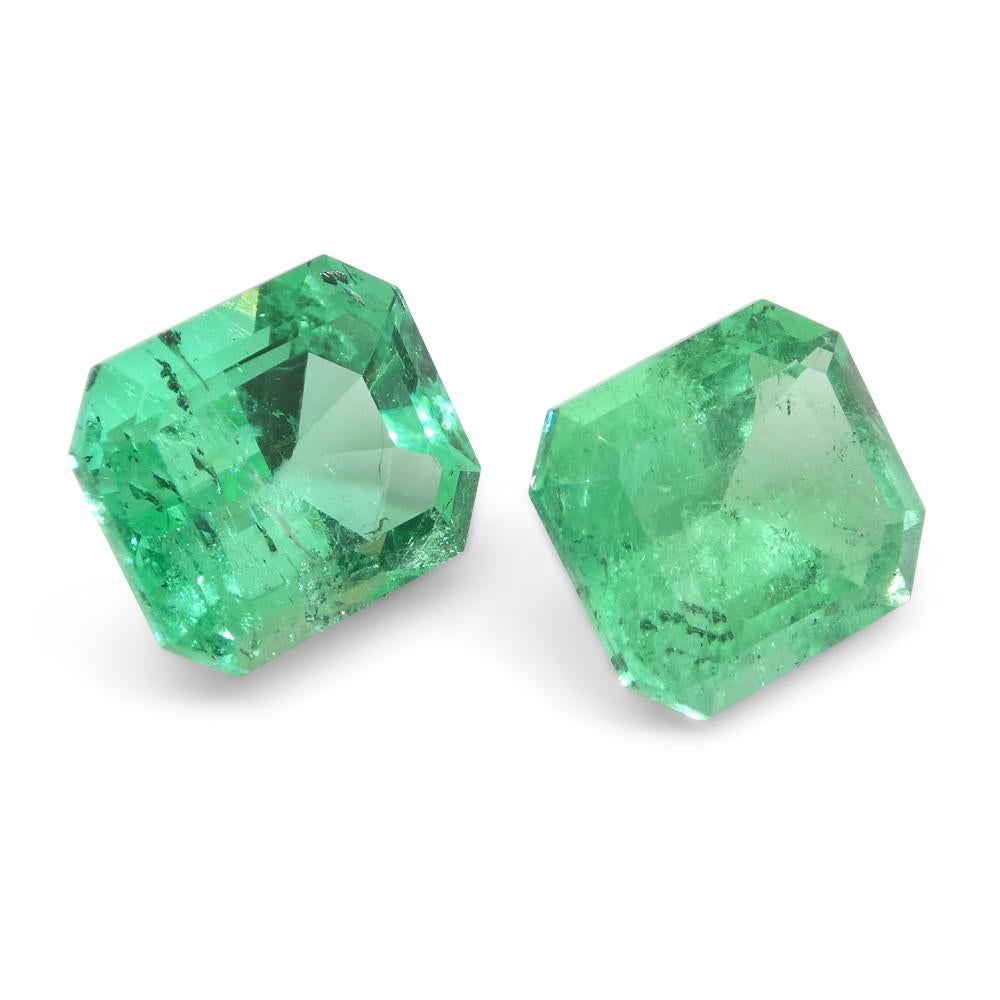 2.99ct Pair Emerald Cut Green Emerald from Colombia 1