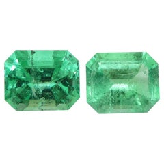 2.99ct Pair Emerald Cut Green Emerald from Colombia