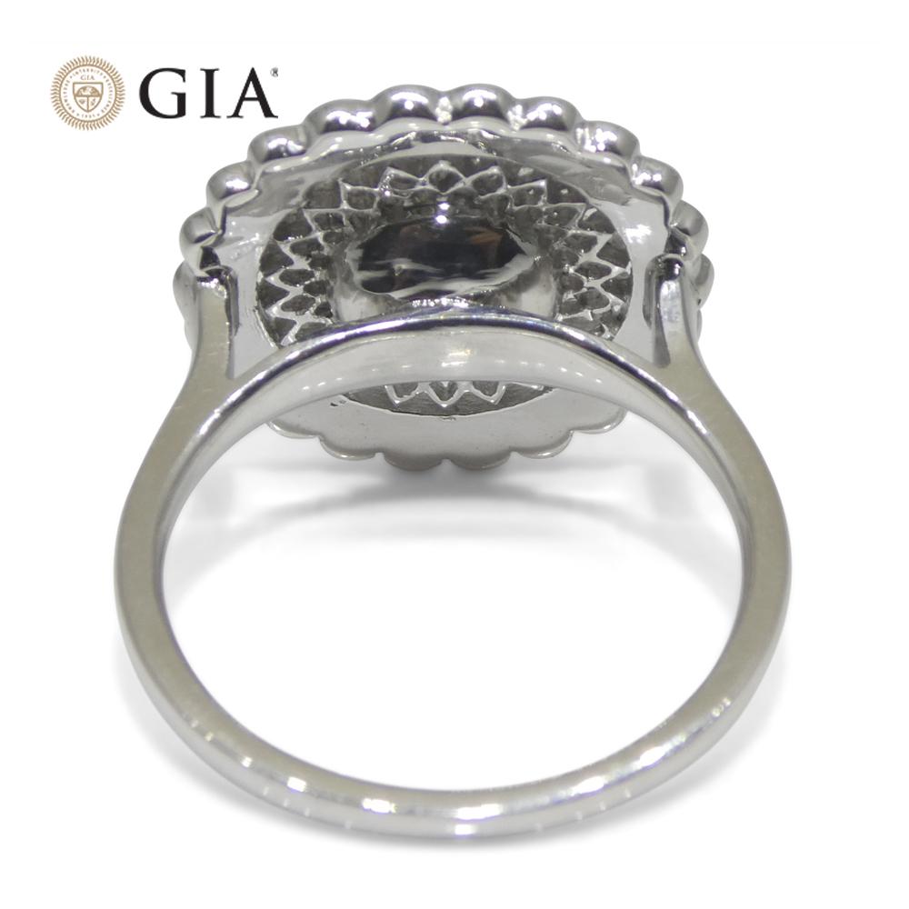 2.99ct Round Blue Star Sapphire, Diamond Engagement Ring in 18k White Gold For Sale 6