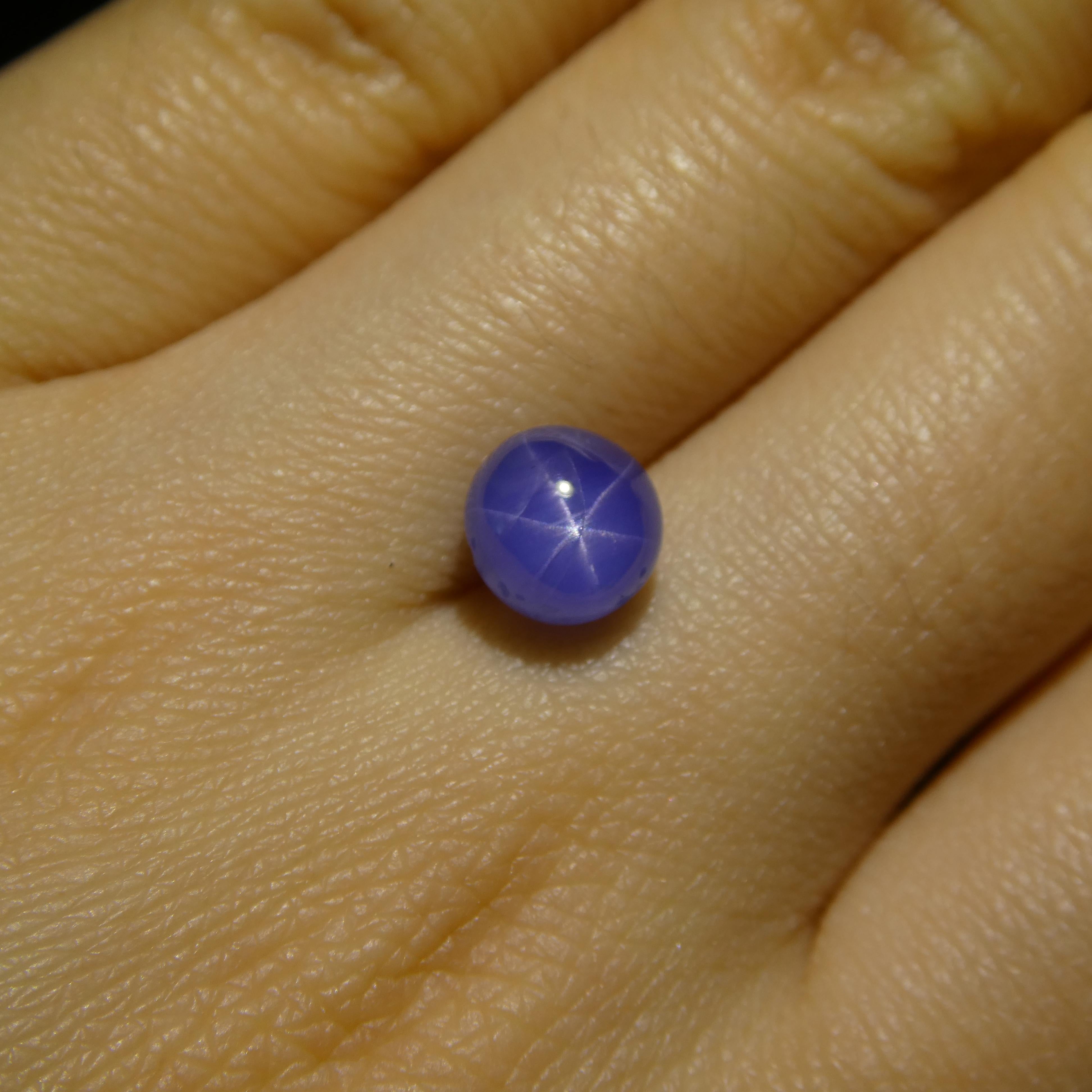 2.99ct Round Cabochon Blue Star Sapphire from Burma, Unheated For Sale 2