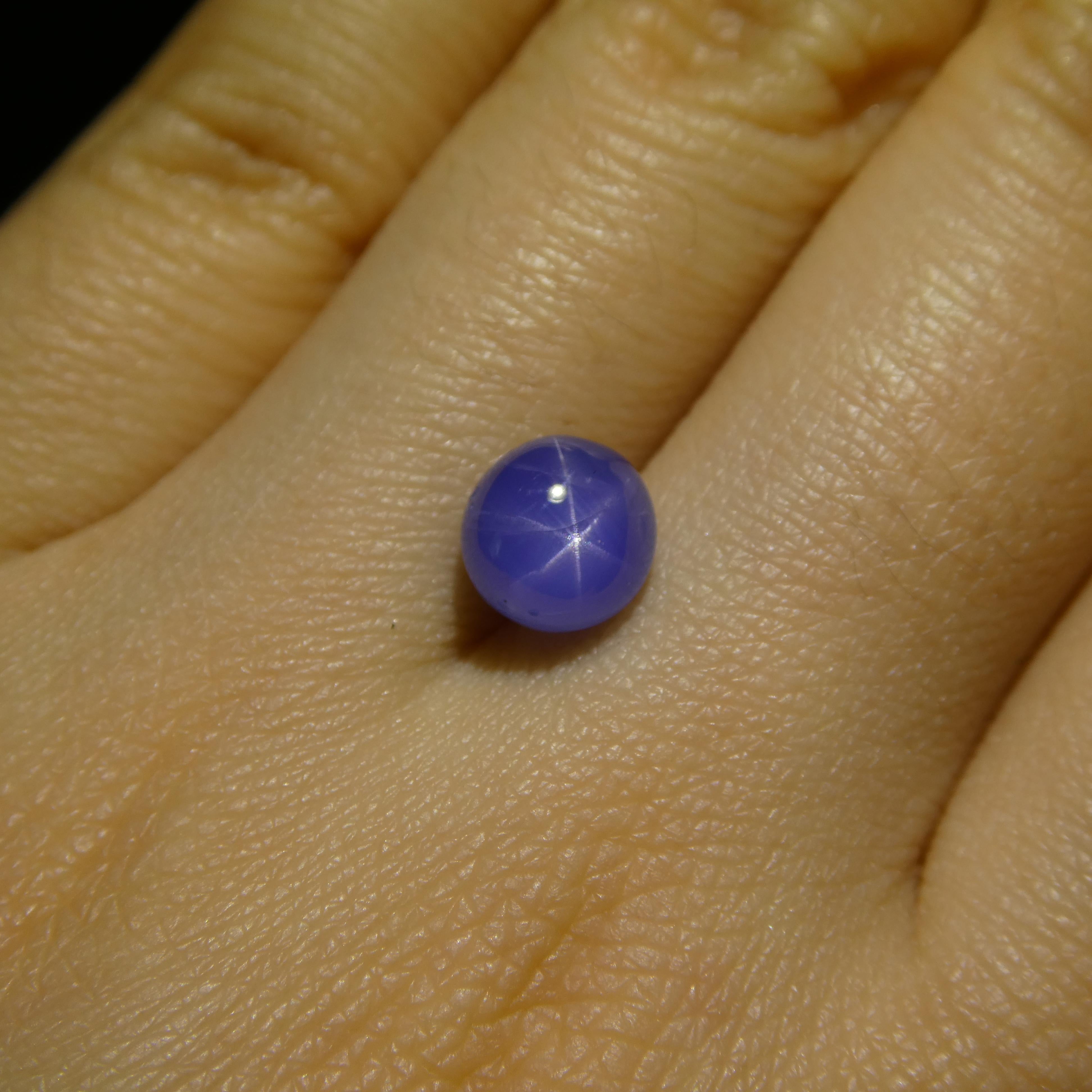 2.99ct Round Cabochon Blue Star Sapphire from Burma, Unheated For Sale 3