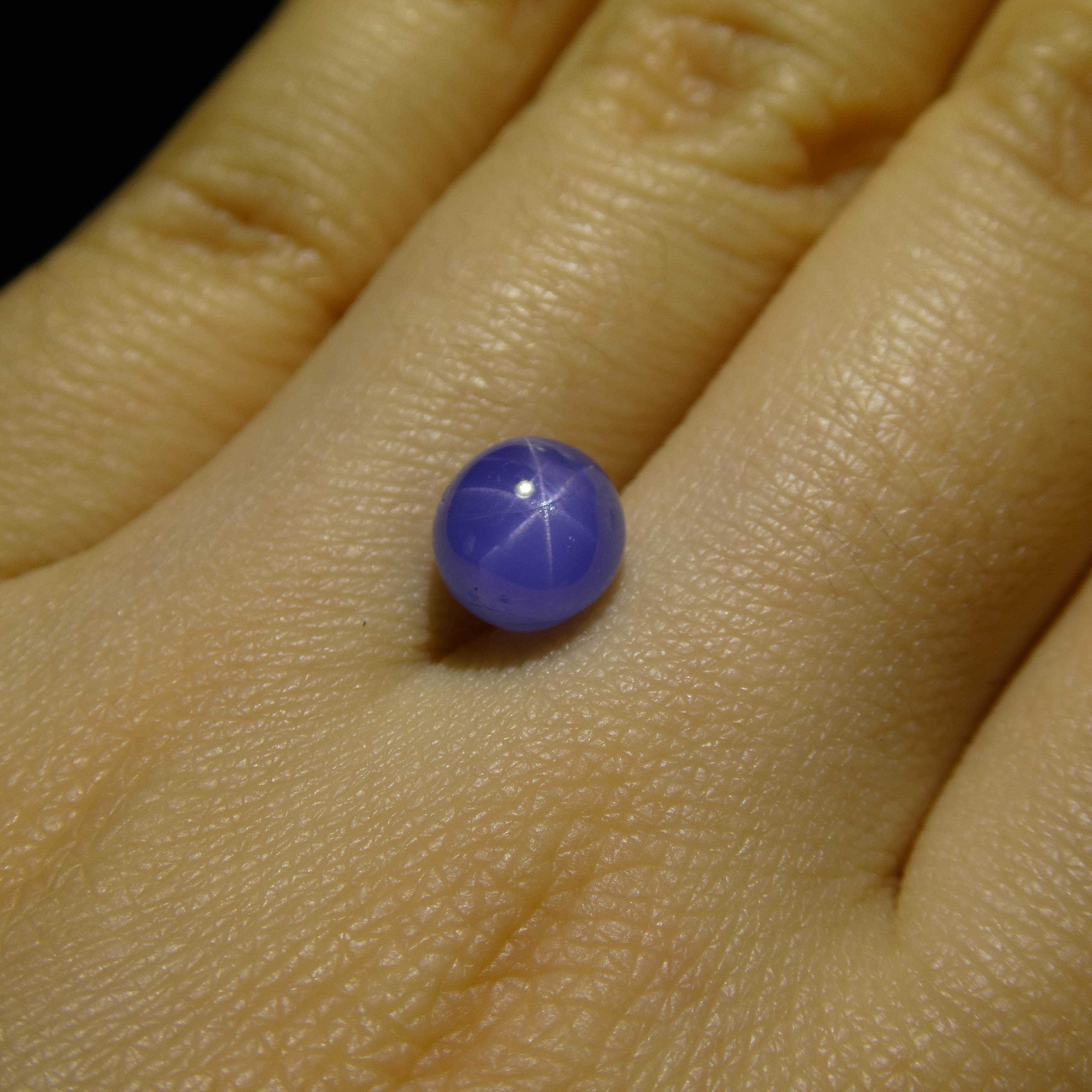 2.99ct Round Cabochon Blue Star Sapphire from Burma, Unheated For Sale 4