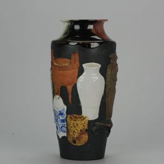 Antique Early 20th Century Japanese Sumida Gawa Pottery Vase Inoue Ryosai
