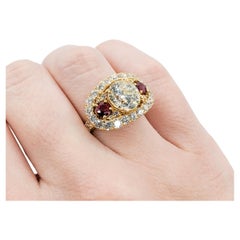 2.9ct Center Diamond, 4.68ctw Diamond & Ruby Ring 18k