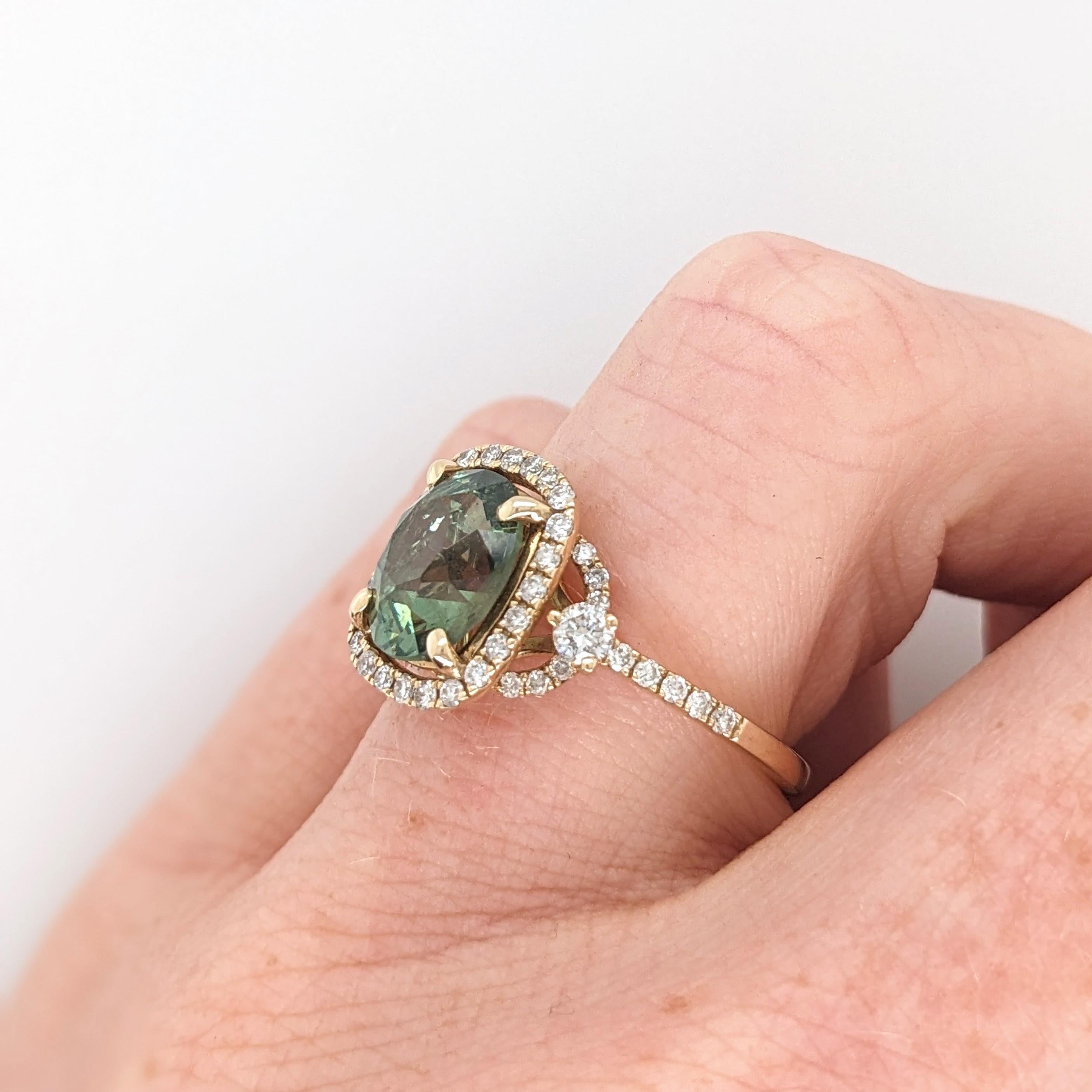 Modern 2.9ct Demantoid Estate Ring w Earth Mined Diamonds in Solid 14K Gold CU 9x7.4