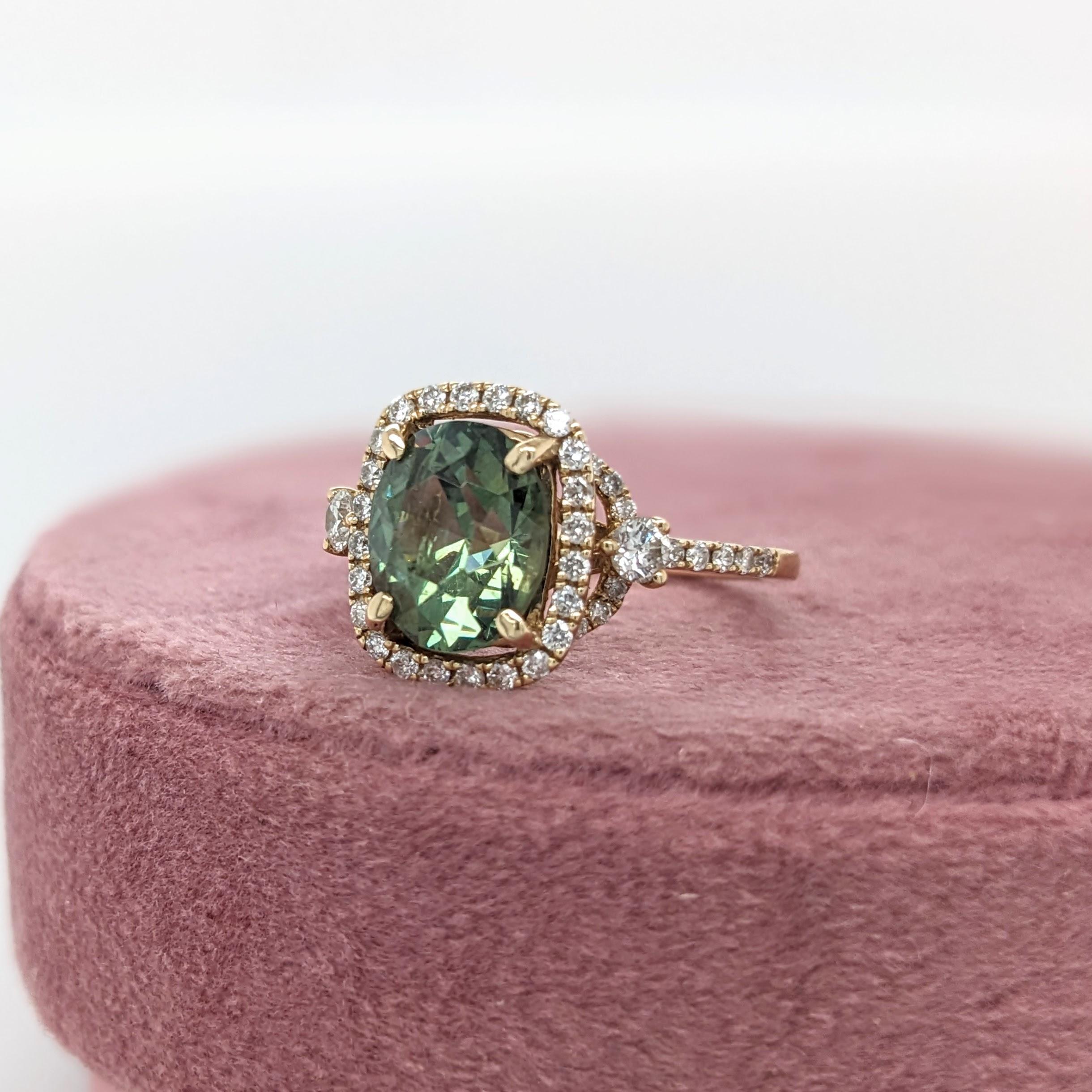 2.9ct Demantoid Estate Ring w Earth Mined Diamonds in Solid 14K Gold CU 9x7.4 In New Condition In Columbus, OH