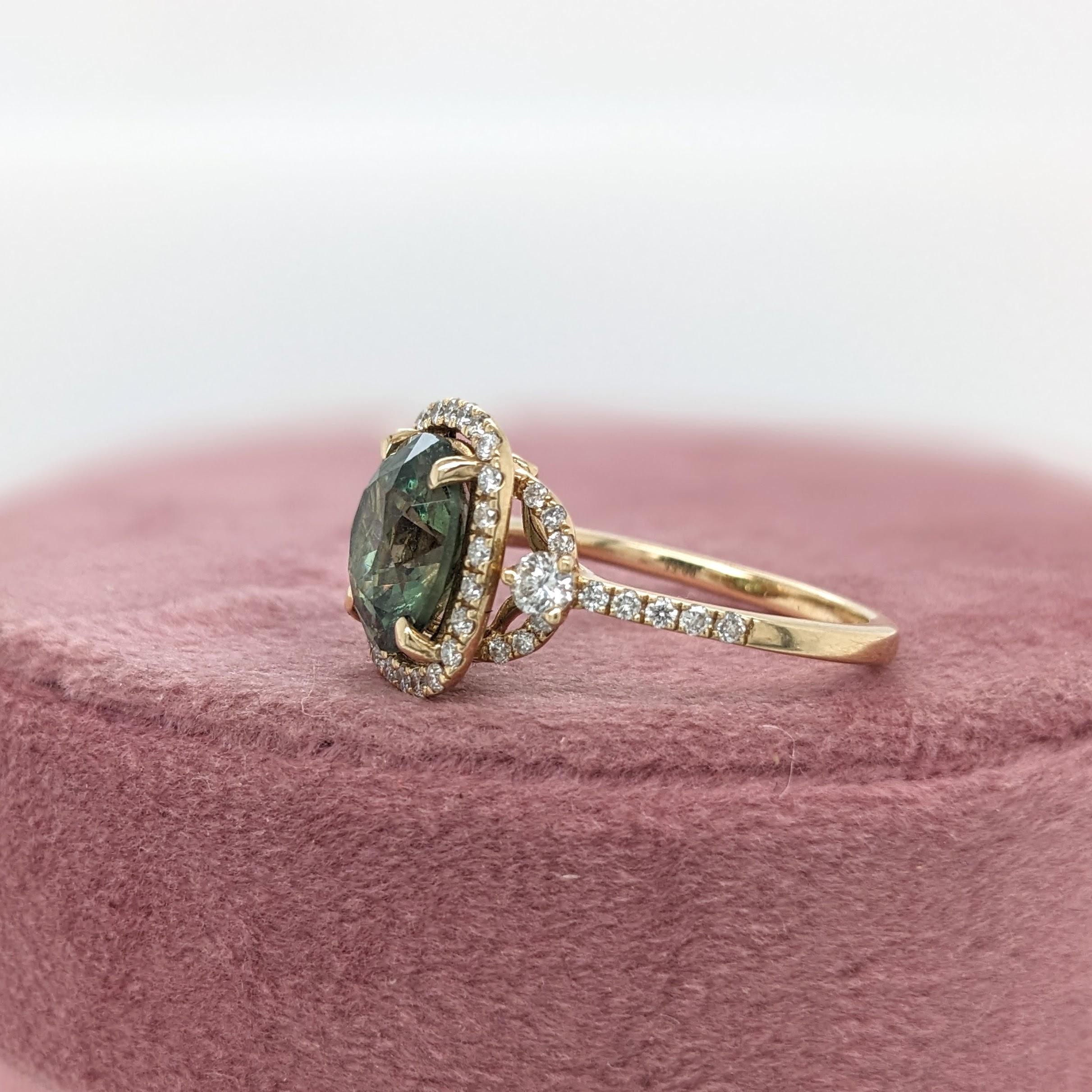 Women's 2.9ct Demantoid Estate Ring w Earth Mined Diamonds in Solid 14K Gold CU 9x7.4