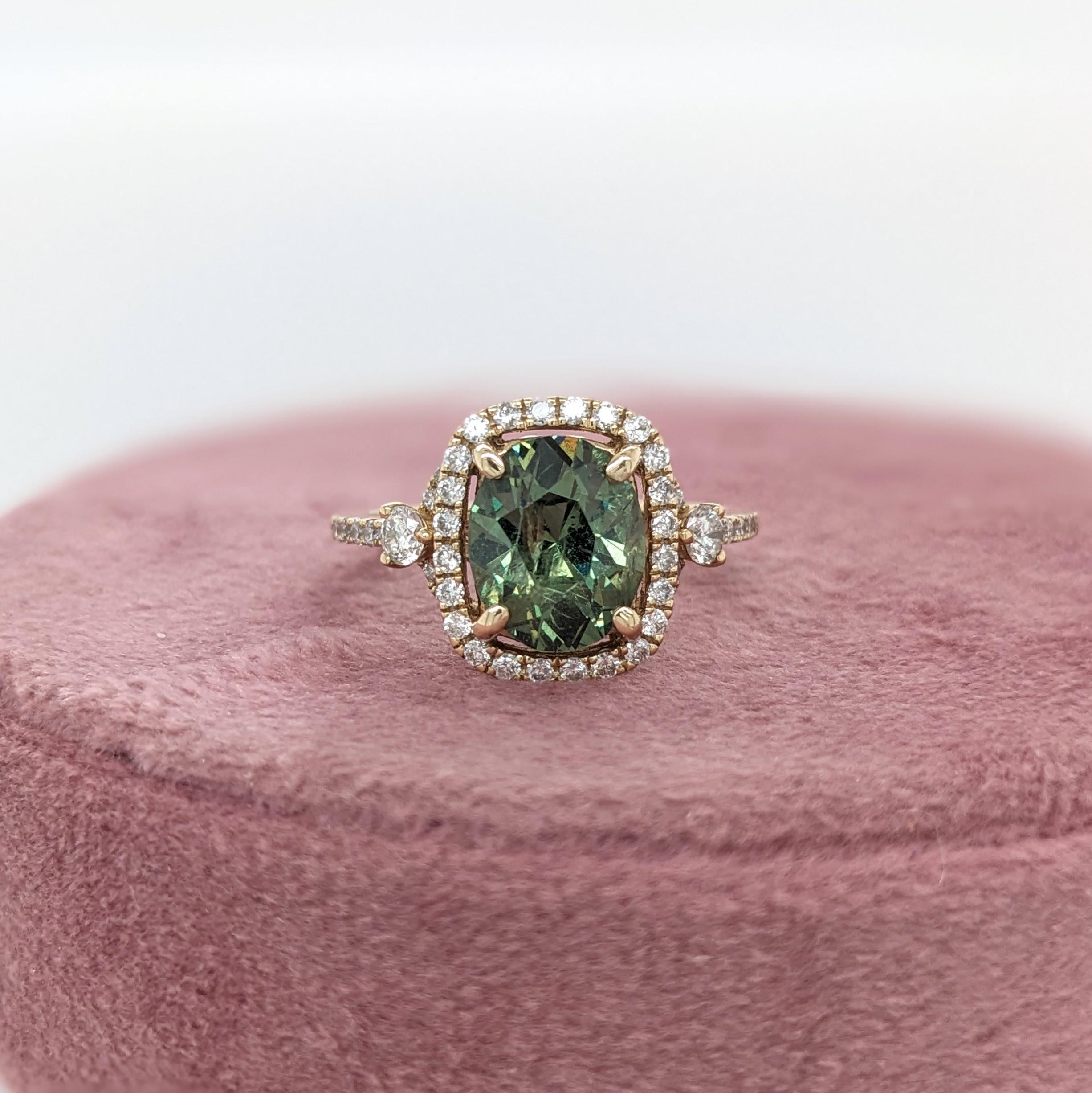 2.9ct Demantoid Estate Ring w Earth Mined Diamonds in Solid 14K Gold CU 9x7.4 3