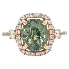 2.9ct Demantoid Estate Ring w Earth Mined Diamonds in Solid 14K Gold CU 9x7.4