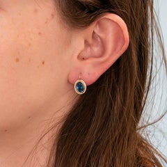 2.9Ct London Blue Topaz Stud Earrings with Earth-Mined Diamond Accents: 14K Gold