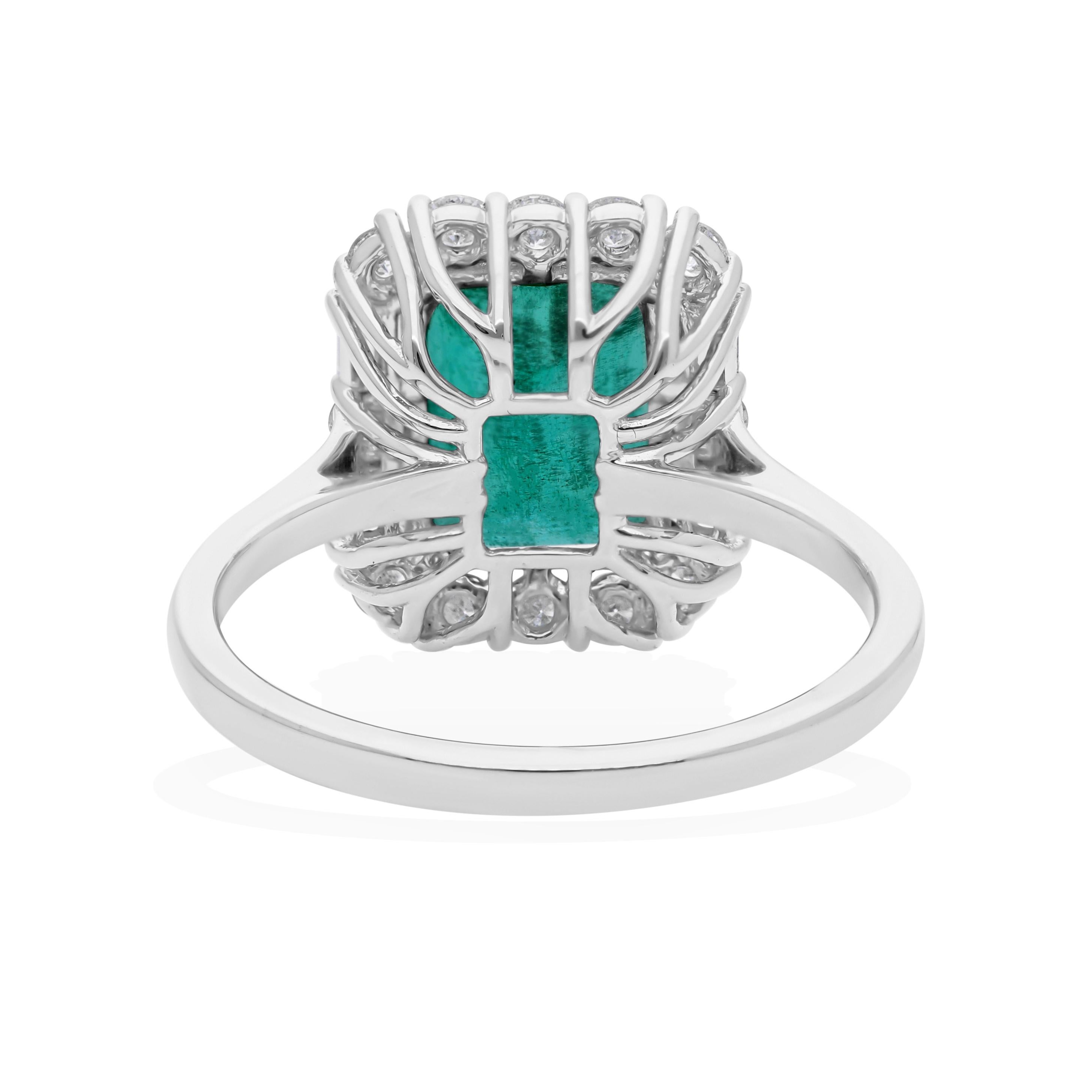 Im Angebot: 2,9 Karat sambischer Smaragd 0,45 Karat Diamant Halo 14 Karat Weißgold Verlobungsring () 5